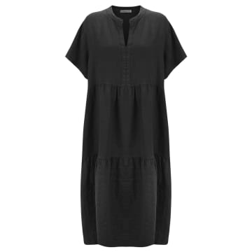 Shop Amazing Woman Marta Two Tier Linen Dress In Black