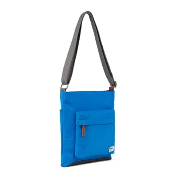 Shop Roka Cross Body Shoulder Bag Kennington B Medium Recycled Repurposed Sustainable Nylon In Neon Blue
