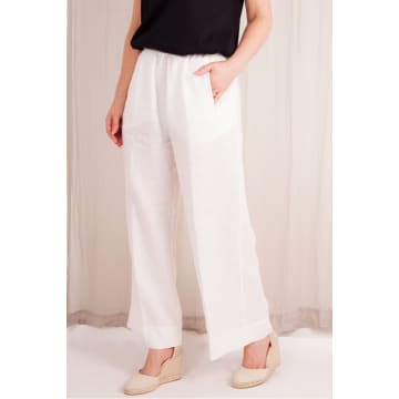 Shop Rosso35 Off White Wide Leg Trousers