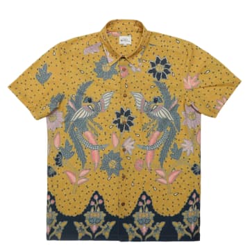 Shop Ben Sherman Abstract Botanical Print Short Sleeve Shirt In Yellow