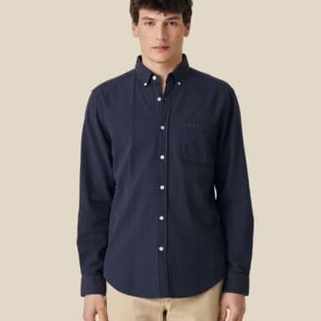 Shop Portuguese Flannel Atlantico Shirt Navy In Blue