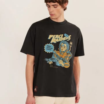 Shop Percival Perci Raiders Oversized T Shirt Washed Black