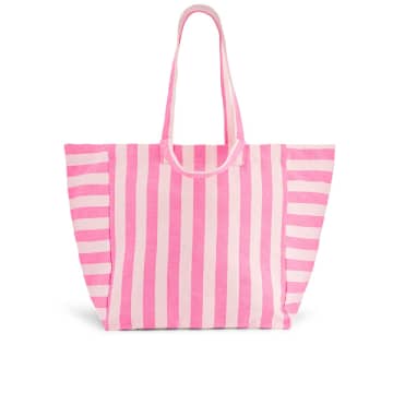Shop Rose In April Elisa Neon Pink Stripe Print Bag