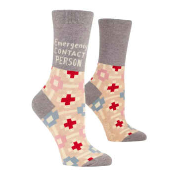 Shop Blue Q Emergency Contact Person Women's Socks In Blue