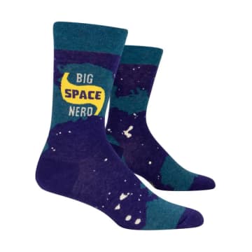 Shop Blue Q Big Space Nerd Men's Socks In Blue