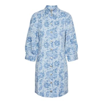 Shop Y.a.s. | Lolena 3/4 Denim Shirt Dress In Blue