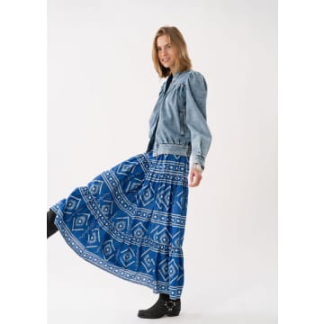 Shop Lolly's Laundry Sunsetll Maxi Skirt In Blue