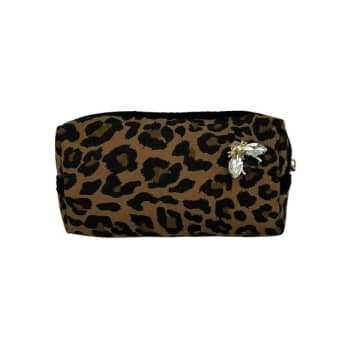 Shop Sixton London : Leopard Print Make-up Bag & Luna Bee Pin In Animal Print