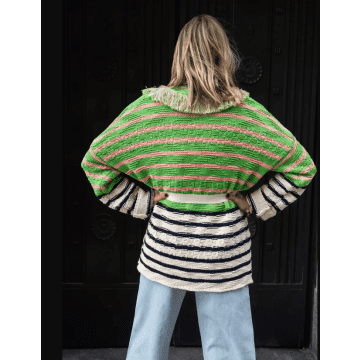 Shop Libby Loves Green Stripe Capri Cardigan