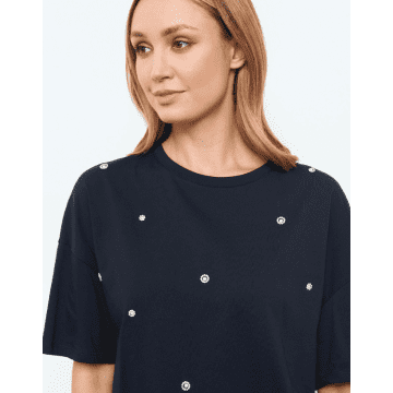 Shop Gerry Weber Navy Tshirt With Detail In Blue