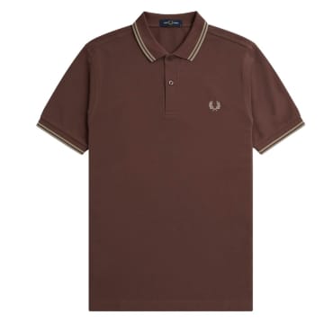 Shop Fred Perry Twin Tipped Piqué Polo Shirt In Brown