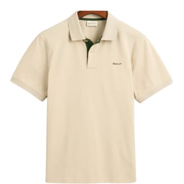 Shop Gant Contrast Piqué Polo Shirt In Neturals