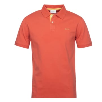 Shop Gant Contrast Piqué Polo Shirt In Orange