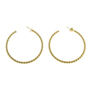 Shop Les Cléias Acier Inoxydable Large Twisted Hoop Earrings In Gold Or Silver Stainless Steel Pina