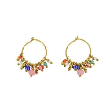 Shop Les Cléias Acier Inoxydable Dalia Multicolored Gold Stainless Steel Charm Earrings