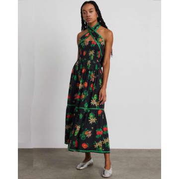 Shop Damson Madder Pia Midi Dress Apple Print