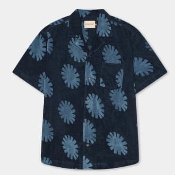 Shop Rvlt Revolution | 3102 Terry Cuban Shirt | Navy In Blue