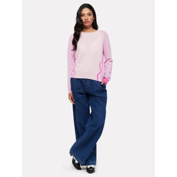 Shop Brodie Cashmere Ivy Sweater With Side Wave In Pinks And Lilacs