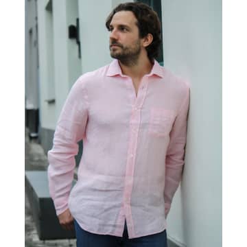 Shop Hartford Pink Linen Shirt