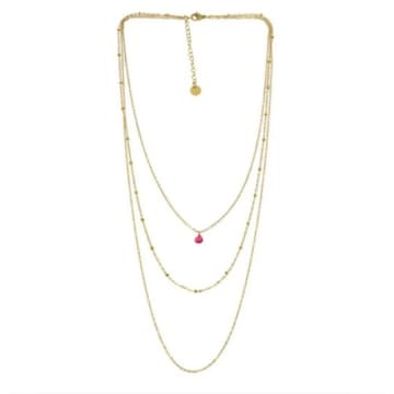 Shop Les Cléias Acier Inoxydable Three Chains And Pink Stainless Stainless Steel Necklace Cina