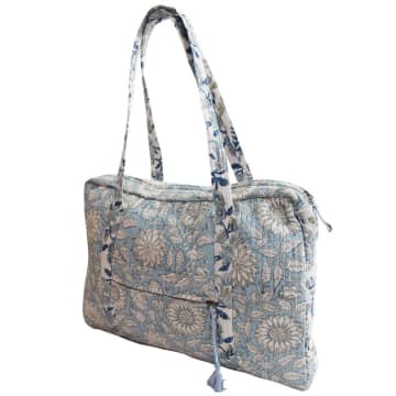 Shop House Of Disaster Block Printed Blue Cornflower Quilted Bag