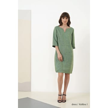Shop G R Nature 100% Linen Kolibra Dress In Jade Green