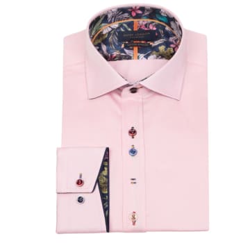 Shop Guide London Leafy Charm L/s Plain Shirt In Pink