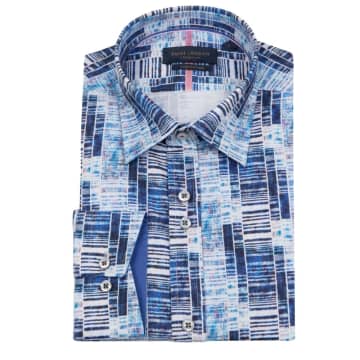 Shop Guide London Geometric Long Sleeve Shirt In Blue