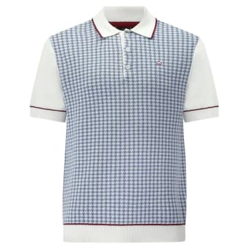 Shop Merc London Cavendish Houndstooth Knitted Polo In White