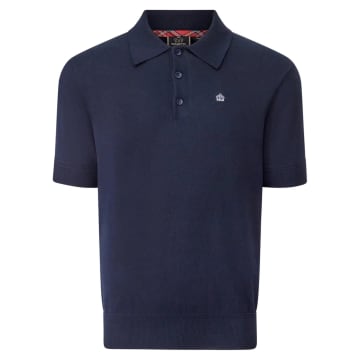 Shop Merc London Archie Knitted Polo In Blue