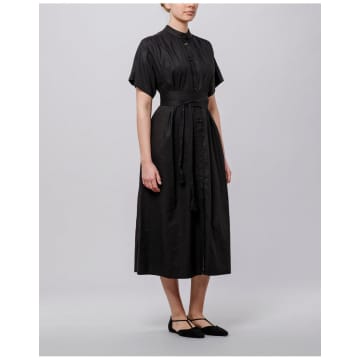Shop Vanessa Bruno Ciao Button Down Tie Waist Midi Dress Black