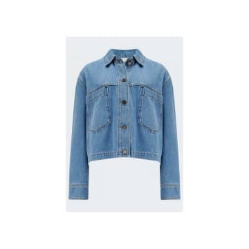 Shop Vanessa Bruno Barnabe Oversized Boxy Denim Jacket Blue