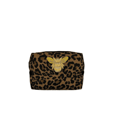 Shop Sixton Leopard Print Make-up Bag & Gold Bee Pin Large In Animal Print