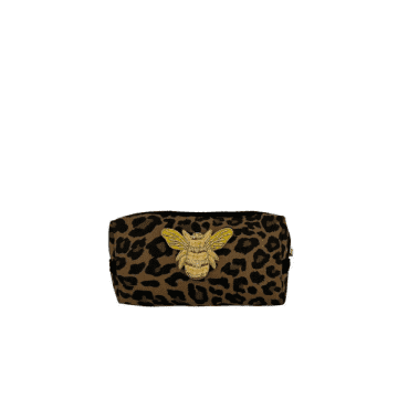 Shop Sixton Leopard Print Make-up Bag & Gold Bee Pin Small In Animal Print