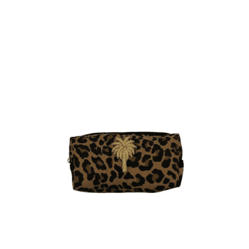 Shop Sixton Leopard Print Make-up Bag & Gold Palm Tree Pin Small In Animal Print
