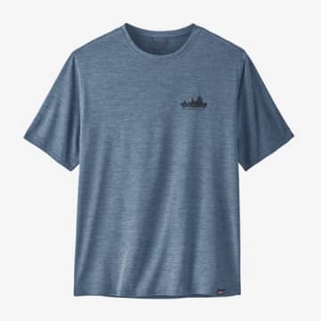 Shop Patagonia Men's Capilene Cool Daily Graphic Shirt '73 Skyline: Utility Blue X-dye