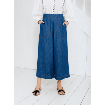 Shop Bonte Bijou Organic Cotton Denim Trousers In Mid Wash Denim In Blue