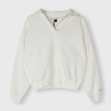 Shop 10days Texture Fleece Polo Sweater In Ecru