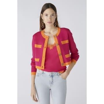Shop Ouí Oui Contrast Cardigan In Pink
