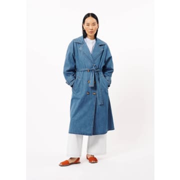 Shop Frnch Daly Denim Trench In Blue