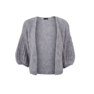 Black Colour Casey Knitted Cardigan In Gray