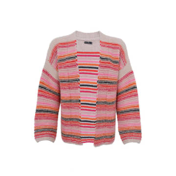 Black Colour Georgia Striped Knitted Cardigan In Red