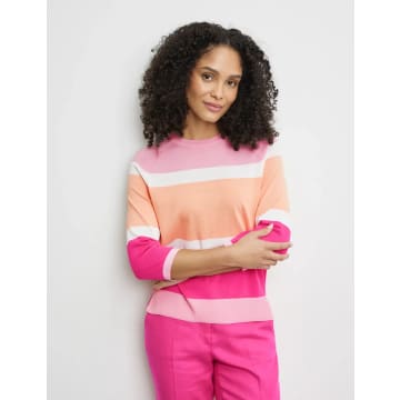 Gerry Weber Colour Block Jumper With 3/4-length Sleeves In Pink