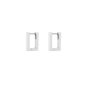 Shop Les Cléias Acier Inoxydable Rectangle Earrings In Recti Silver Stainless Steel