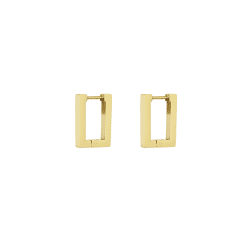Shop Les Cléias Acier Inoxydable Rectangle Earrings In Recti Golden Stainless Steel
