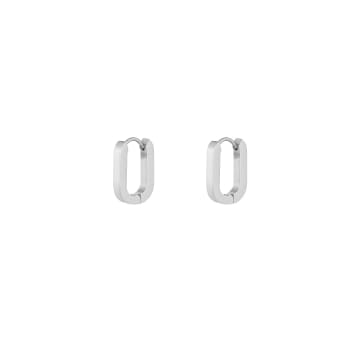 Shop Les Cléias Acier Inoxydable Oval Earrings In Silver Stainless Steel Risel