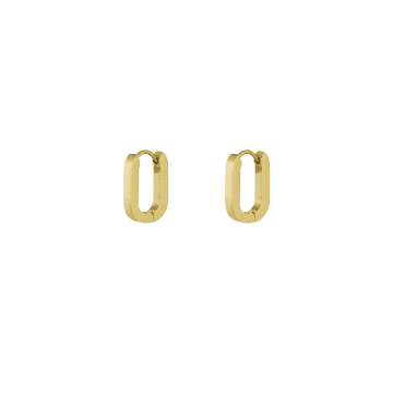 Shop Les Cléias Acier Inoxydable Oval Earrings In Golden Stainless Steel Risel