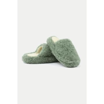 Shop Yoko Wool Green Half Slippers