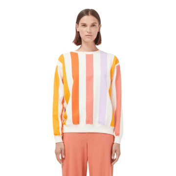 Shop Compañía Fantástica Striped Sweat In Coral Stripes From In Pink