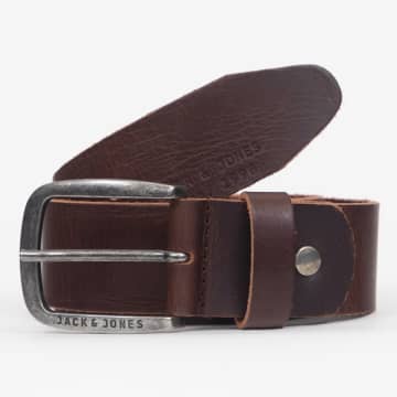Shop Jack & Jones Paul Leather Belt In Dark Brown